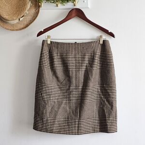 Vintage Talbots Wool Houndstooth Mini Skirt Size 10 Plaid Lined Classic Preppy